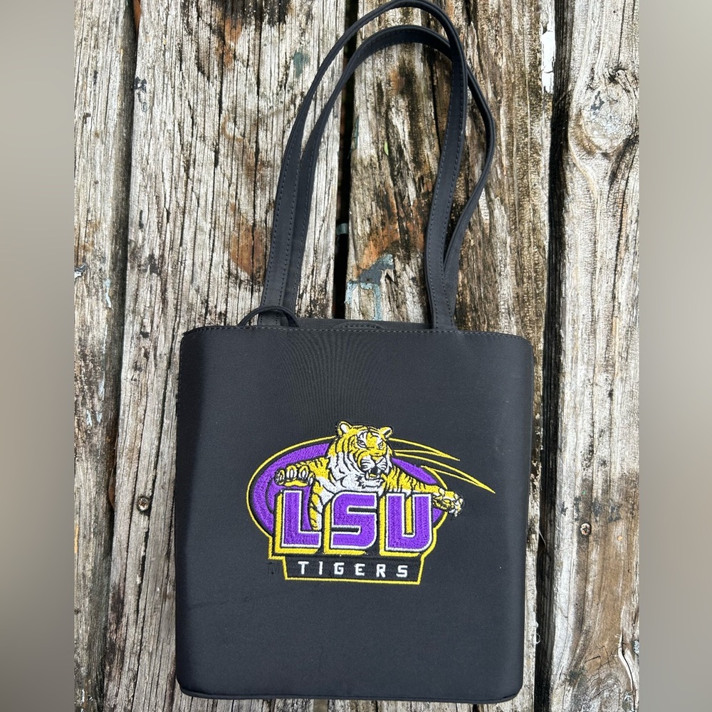 Sandol Living Fashion Womens LSU Tigers Hard Sided Handbag. Logo on Both Sides